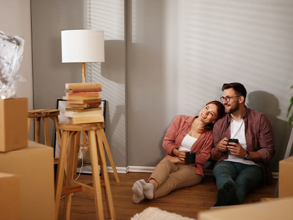 Young couple moving into new home