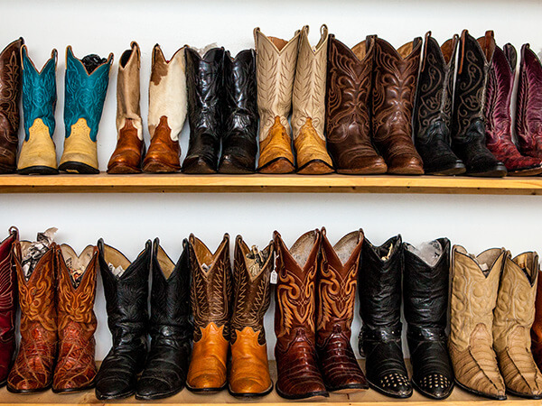 Cowboy boots lined up
