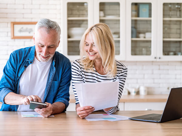 Couple looking at their expenses