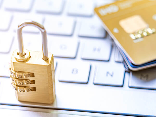 Lock on computer keyboard and credit cards