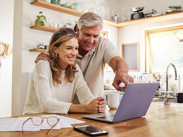 Couple looking at computer