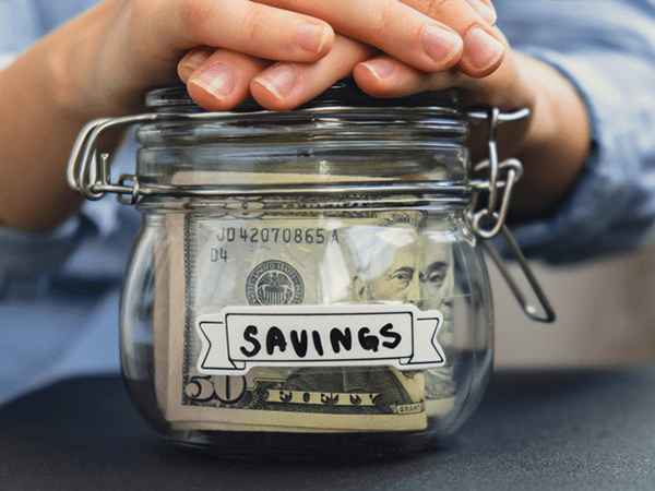 Savings jar of money