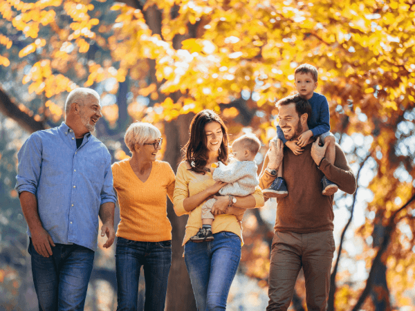 Family walking outside