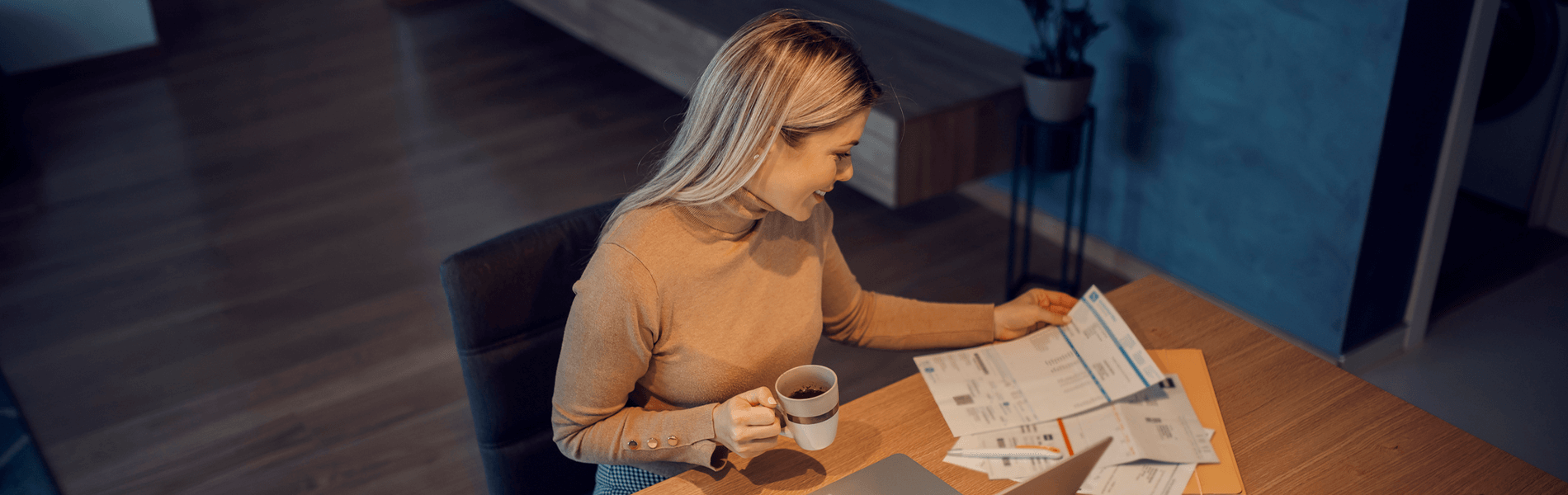 Woman looking over paperwork