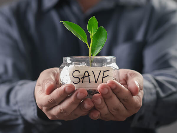 Savings jar of money